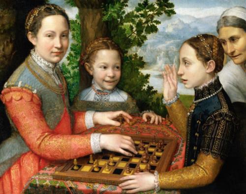 Sofonisba Anguissolan taulu Shakkipeli, joka kuvaa Anguissolan sisaria pelaamassa shakkia.