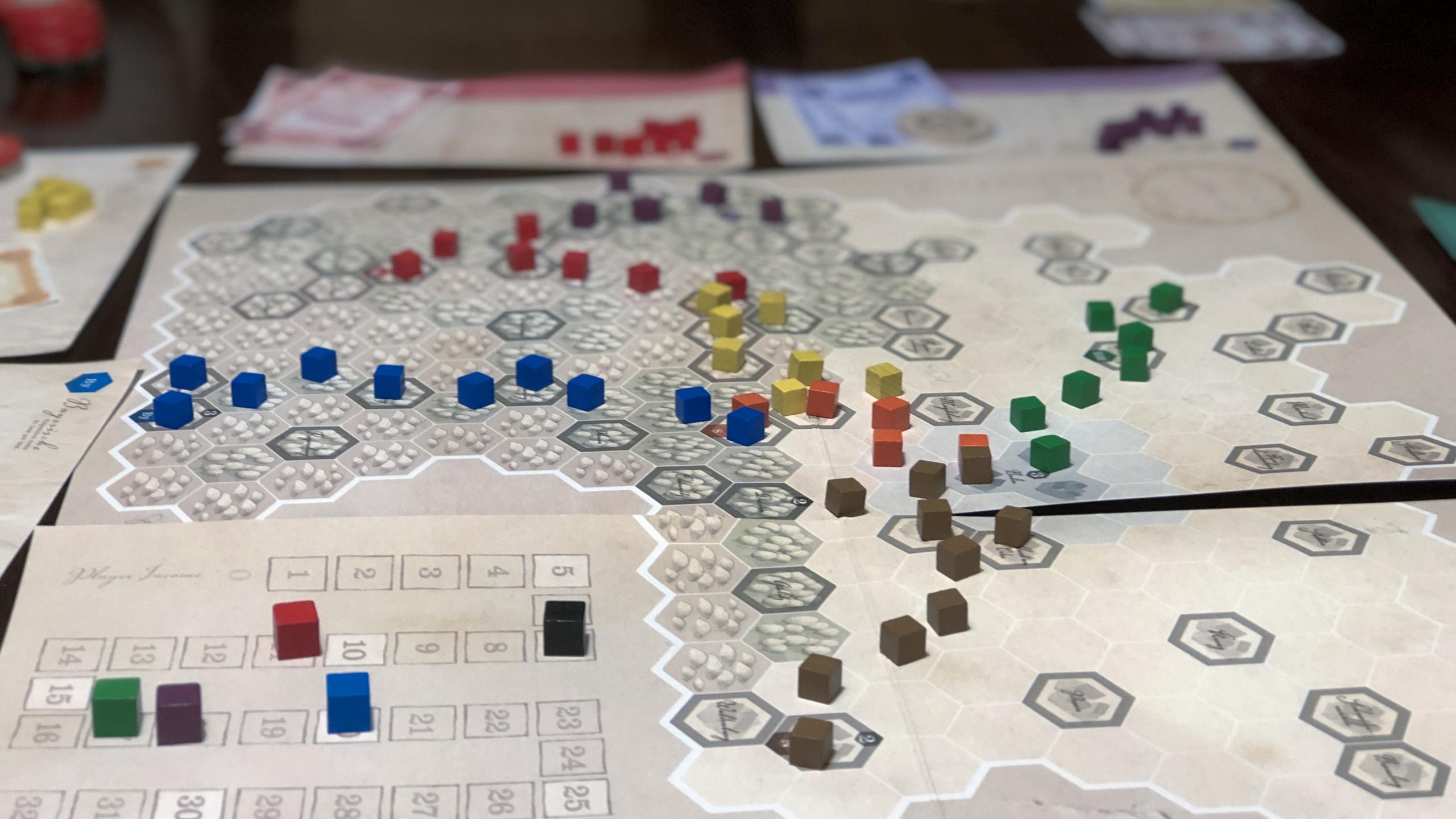Sampo Sikiön kuvittama Preußische Ostbahn -pelilauta