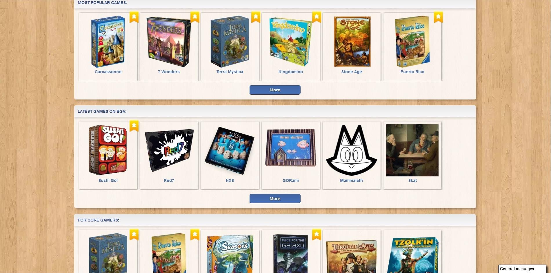 BoardGameArenan pelivalikoimaa