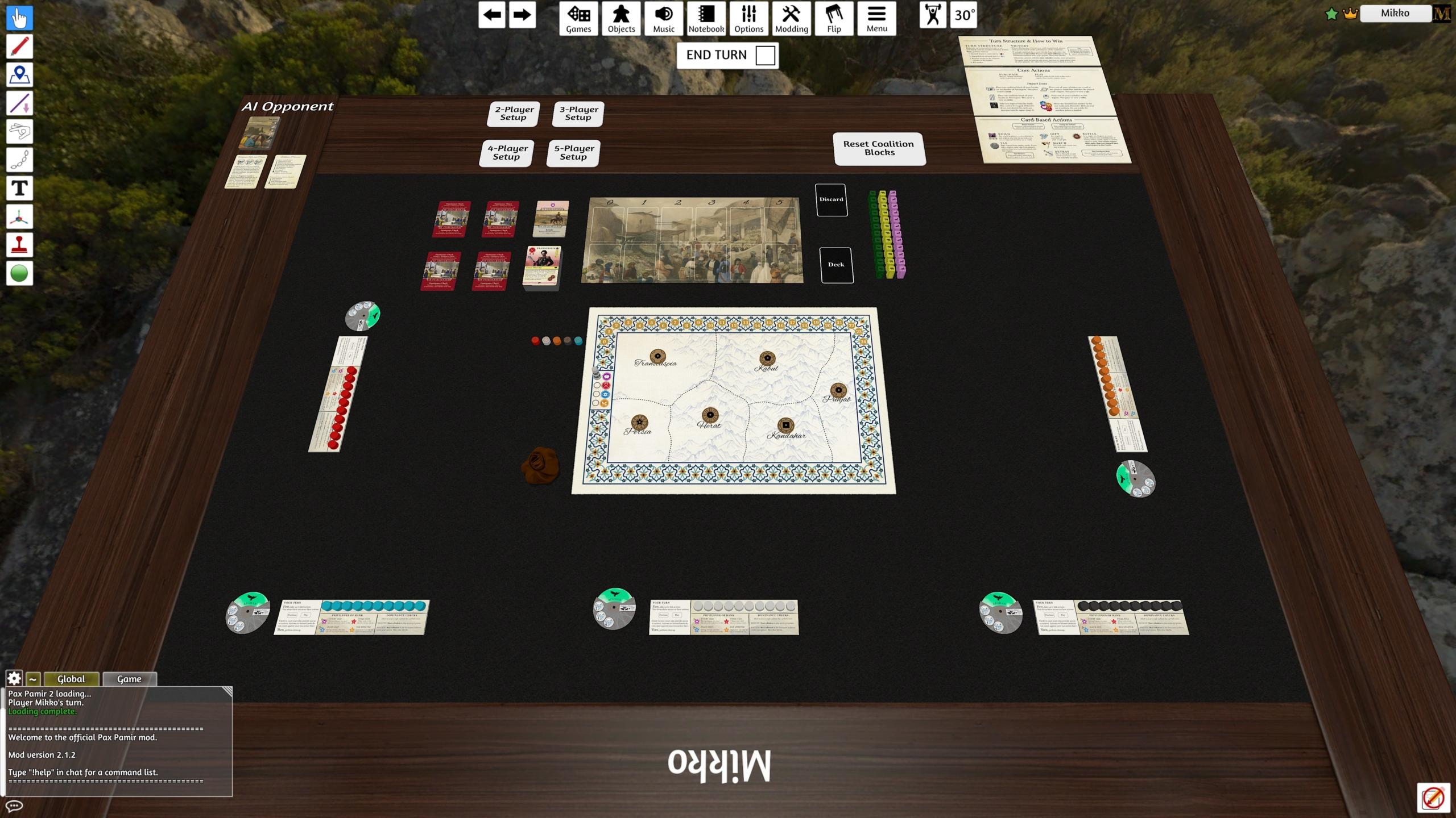 Pax Pamir Tabletop Simulatorissa